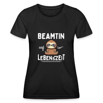 Fonctionnaire à vie - T-shirt sport Femme - noir - Devant - AI Model Female 172 light (172cm)