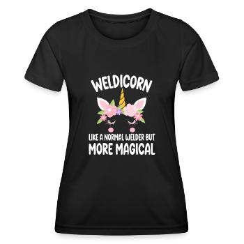 Weldicorn soudage comme un cadeau de fille soudeuse normale - T-shirt sport Femme - noir - Devant - AI Model Female 172 light (172cm)