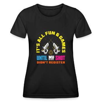 Laser tag d’intérieur tenue de fête laser tag - T-shirt sport Femme - noir - Devant - AI Model Female 172 light (172cm)