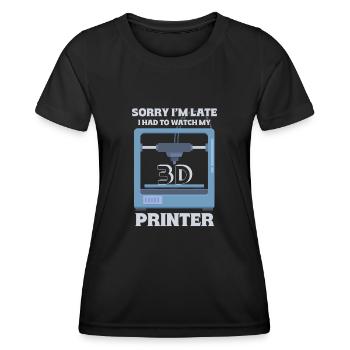 Désolé je suis trop tard - Imprimante 3D Impression 3D - T-shirt sport Femme - noir - Devant - AI Model Female 172 light (172cm)