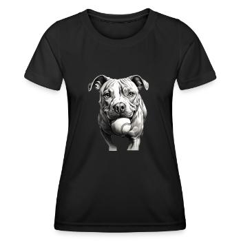 Pitbull Dog Owner Walking Clothing American - Women's Functional T-Shirt - black - Front - AI Model Female 172 light (172cm)
