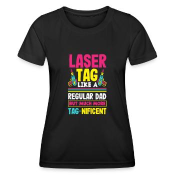 Laser tag d’intérieur tenue de fête laser tag - T-shirt sport Femme - noir - Devant - AI Model Female 172 light (172cm)