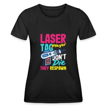 Laser tag d’intérieur tenue de fête laser tag - T-shirt sport Femme - noir - Devant - AI Model Female 172 light (172cm)