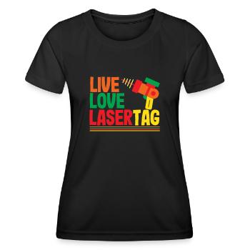 Laser tag d’intérieur tenue de fête laser tag - T-shirt sport Femme - noir - Devant - AI Model Female 172 light (172cm)