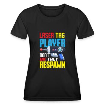 Laser tag d’intérieur tenue de fête laser tag - T-shirt sport Femme - noir - Devant - AI Model Female 172 light (172cm)