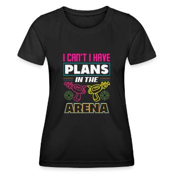 Laser tag d’intérieur tenue de fête laser tag - T-shirt sport Femme - noir - Devant - AI Model Female 172 light (172cm)