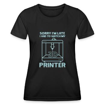 Désolé je suis trop tard - Imprimante 3D Impression 3D - T-shirt sport Femme - noir - Devant - AI Model Female 172 light (172cm)
