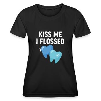 Küss mich ich Zahnseide Zahnarzt Zahnheilkunde Zahn D - Frauen Funktions-T-Shirt - Schwarz - Vorne - AI Model Female 172 light (172cm)