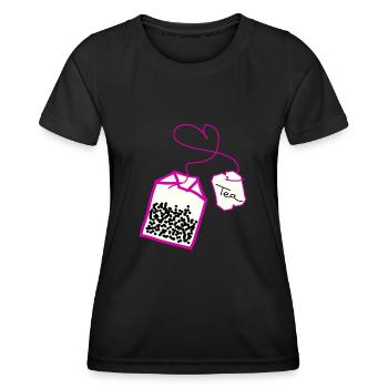 Sachet de thé rose coeur - T-shirt sport Femme - noir - Devant - AI Model Female 172 light (172cm)