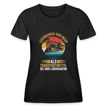 Model Railroad Model Train Train Railroad Railroad Railroad Railroad Model Train Model Train Model T - Women's Functional T-Shirt - black - Front - AI Model Female 172 light (172cm)