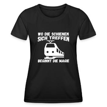 Model Railroad Model Train Train Railroad Railroad Railroad Railroad Model Train Model Train Model T - Women's Functional T-Shirt - black - Front - AI Model Female 172 light (172cm)
