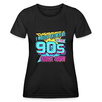 90s Retro 1990 Joke Disco - Frauen Funktions-T-Shirt - Schwarz - Vorne - AI Model Female 172 light (172cm)