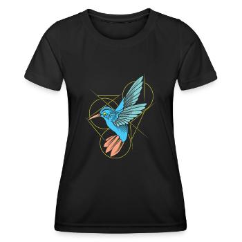 Hummingbird Abstract Line Art - Women's Functional T-Shirt - black - Front - AI Model Female 172 light (172cm)