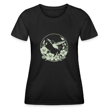 Fleurs de colibri - T-shirt sport Femme - noir - Devant - AI Model Female 172 light (172cm)
