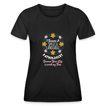 Orthophoniste, orthophoniste, orthophoniste - T-shirt sport Femme - noir - Devant - AI Model Female 172 light (172cm)