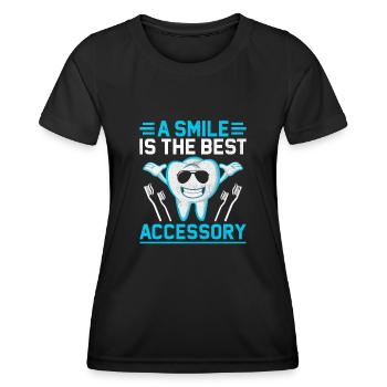 Lächeln ist das beste Zubehör Zahnarzt Zahnarzt - Frauen Funktions-T-Shirt - Schwarz - Vorne - AI Model Female 172 light (172cm)