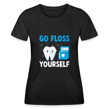 Gehen Sie selbst Zahnseide Zahnarzt Zahnmedizin Zahnarzt - Frauen Funktions-T-Shirt - Schwarz - Vorne - AI Model Female 172 light (172cm)