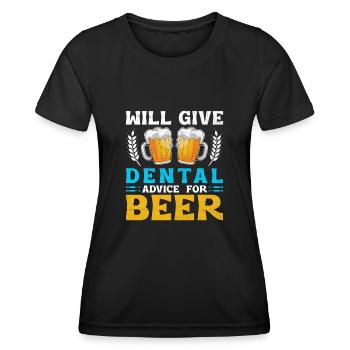 Wird zahnärztliche Ratschläge für Bierzahnarzt Dental De geben - Frauen Funktions-T-Shirt - Schwarz - Vorne - AI Model Female 172 light (172cm)