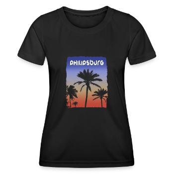 Philipsburg Sint Maarten Sunset Vacation Souvenir - Women's Functional T-Shirt - black - Front - AI Model Female 172 light (172cm)