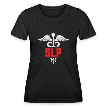 Orthophoniste, orthophoniste, orthophoniste - T-shirt sport Femme - noir - Devant - AI Model Female 172 light (172cm)