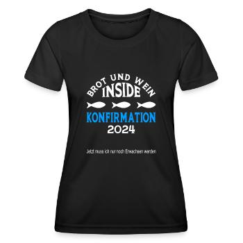 Brot und Wein inside Konfirmation 2024 - Frauen Funktions-T-Shirt - Schwarz - Vorne - AI Model Female 172 light (172cm)