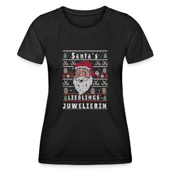 Ugly Christmas SANTA'S FAVORITE JEWELER - Women's Functional T-Shirt - black - Front - AI Model Female 172 light (172cm)