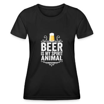 Bier ist mein Geisttier T-Shirt Lustiges Trinken - Frauen Funktions-T-Shirt - Schwarz - Vorne - AI Model Female 172 light (172cm)