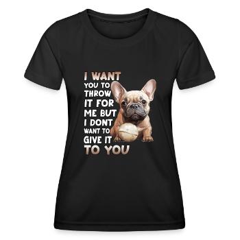 Frenchie Dog Lover Bouledogue français - T-shirt sport Femme - noir - Devant - AI Model Female 172 light (172cm)