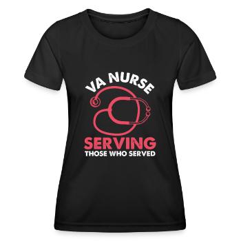 VA Nurse Serving Those Who Served Veterans Nursing - Women's Functional T-Shirt - black - Front - AI Model Female 172 light (172cm)