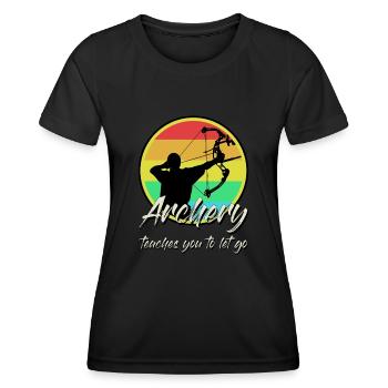 Archery Bow Shooting - Frauen Funktions-T-Shirt - Schwarz - Vorne - AI Model Female 172 light (172cm)