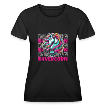 Techno Raver Licorne Ravercorn - T-shirt sport Femme - noir - Devant - AI Model Female 172 light (172cm)
