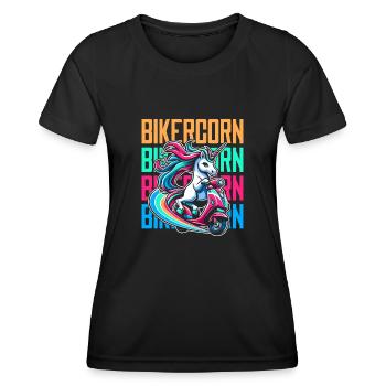 Motorroller Einhorn Scootercorn - Frauen Funktions-T-Shirt - Schwarz - Vorne - AI Model Female 172 light (172cm)