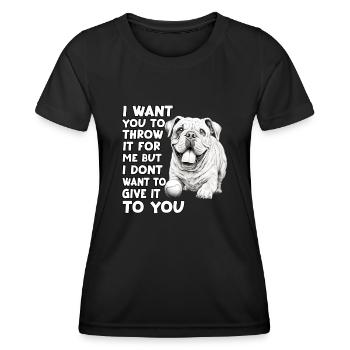 Tenue de promenade pour Bulldogs anglais - T-shirt sport Femme - noir - Devant - AI Model Female 172 light (172cm)