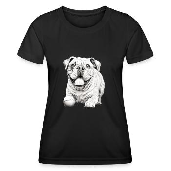 Bouledogues anglais Dog Holder T Dog Walking - T-shirt sport Femme - noir - Devant - AI Model Female 172 light (172cm)