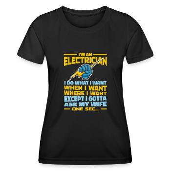Electrician, Electronics Technician - Women's Functional T-Shirt - black - Front - AI Model Female 172 light (172cm)