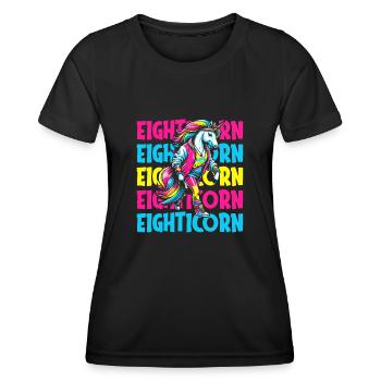 80s Eighties Unicorn Eighticorn - Women's Functional T-Shirt - black - Front - AI Model Female 172 light (172cm)