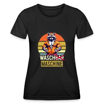 Pumpen Gym Fitness Spruch Muskeln Waschbär Spruch - Frauen Funktions-T-Shirt - Schwarz - Vorne - AI Model Female 172 light (172cm)