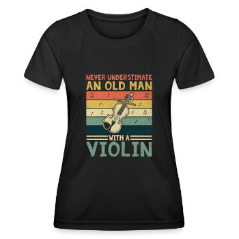 Ne sous-estimez jamais un vieil homme avec un violon Violi - T-shirt sport Femme - noir - Devant - AI Model Female 172 light (172cm)