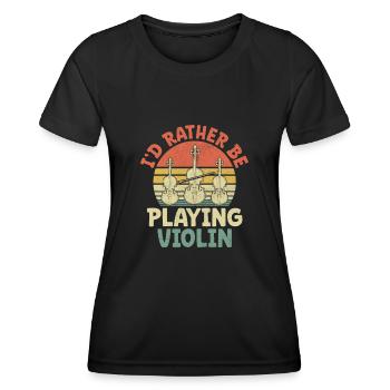 Retro Ich würde lieber Violine spielen, Geigerin Bratsche - Frauen Funktions-T-Shirt - Schwarz - Vorne - AI Model Female 172 light (172cm)