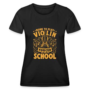 Né pour jouer du violon forcé d’aller à l’école Violon - T-shirt sport Femme - noir - Devant - AI Model Female 172 light (172cm)