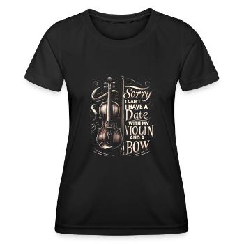 Désolé, je ne peux pas, j’ai un rendez-vous avec mon violon et un si - T-shirt sport Femme - noir - Devant - AI Model Female 172 light (172cm)