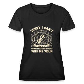 Désolé, je ne peux pas, je suis dans une relation engagée avec - T-shirt sport Femme - noir - Devant - AI Model Female 172 light (172cm)