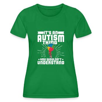 Ballon autiste autisme chose pièce de puzzle - T-shirt sport Femme - vert - Devant - AI Model Female 172 dark (172cm)