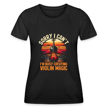 Tut mir leid, dass ich nicht kann, ich bin damit beschäftigt, Violin Magic Violi zu kreieren - Frauen Funktions-T-Shirt - Schwarz - Vorne - AI Model Female 172 light (172cm)