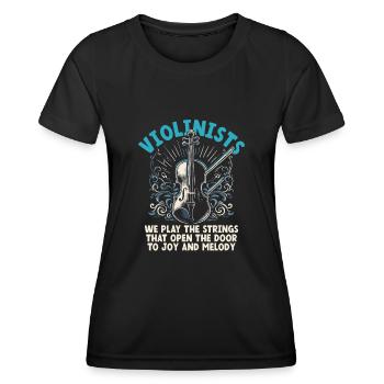 Violonistes Nous jouons Les cordes qui ouvrent la porte - T-shirt sport Femme - noir - Devant - AI Model Female 172 light (172cm)
