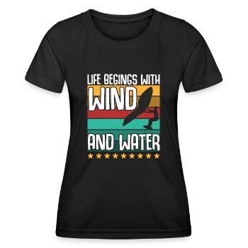 Wing Foiling Winging Foilboard - Frauen Funktions-T-Shirt - Schwarz - Vorne - AI Model Female 172 light (172cm)
