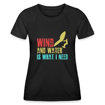 Winging Foilboard Wing Foiling - Women's Functional T-Shirt - black - Front - AI Model Female 172 light (172cm)
