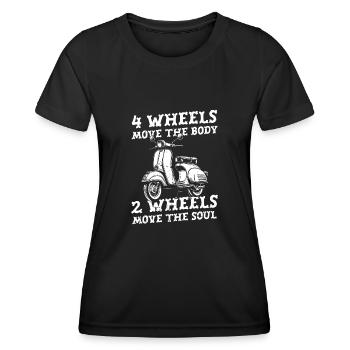 Motorroller - Frauen Funktions-T-Shirt - Schwarz - Vorne - AI Model Female 172 light (172cm)