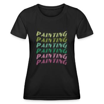 Peinture Peinture Coulée Vernis Construction Peinture - T-shirt sport Femme - noir - Devant - AI Model Female 172 light (172cm)