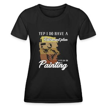 Retirementplan Painting künstlerisch Dekorieren - Frauen Funktions-T-Shirt - Schwarz - Vorne - AI Model Female 172 light (172cm)